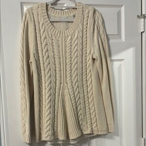 CAbi Ivory Cable Knit Sweater